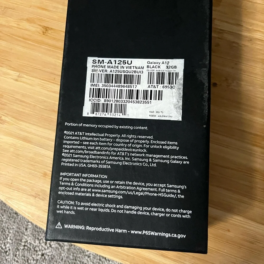 Sam sung galaxy A12 AT&T has been used and factory reset